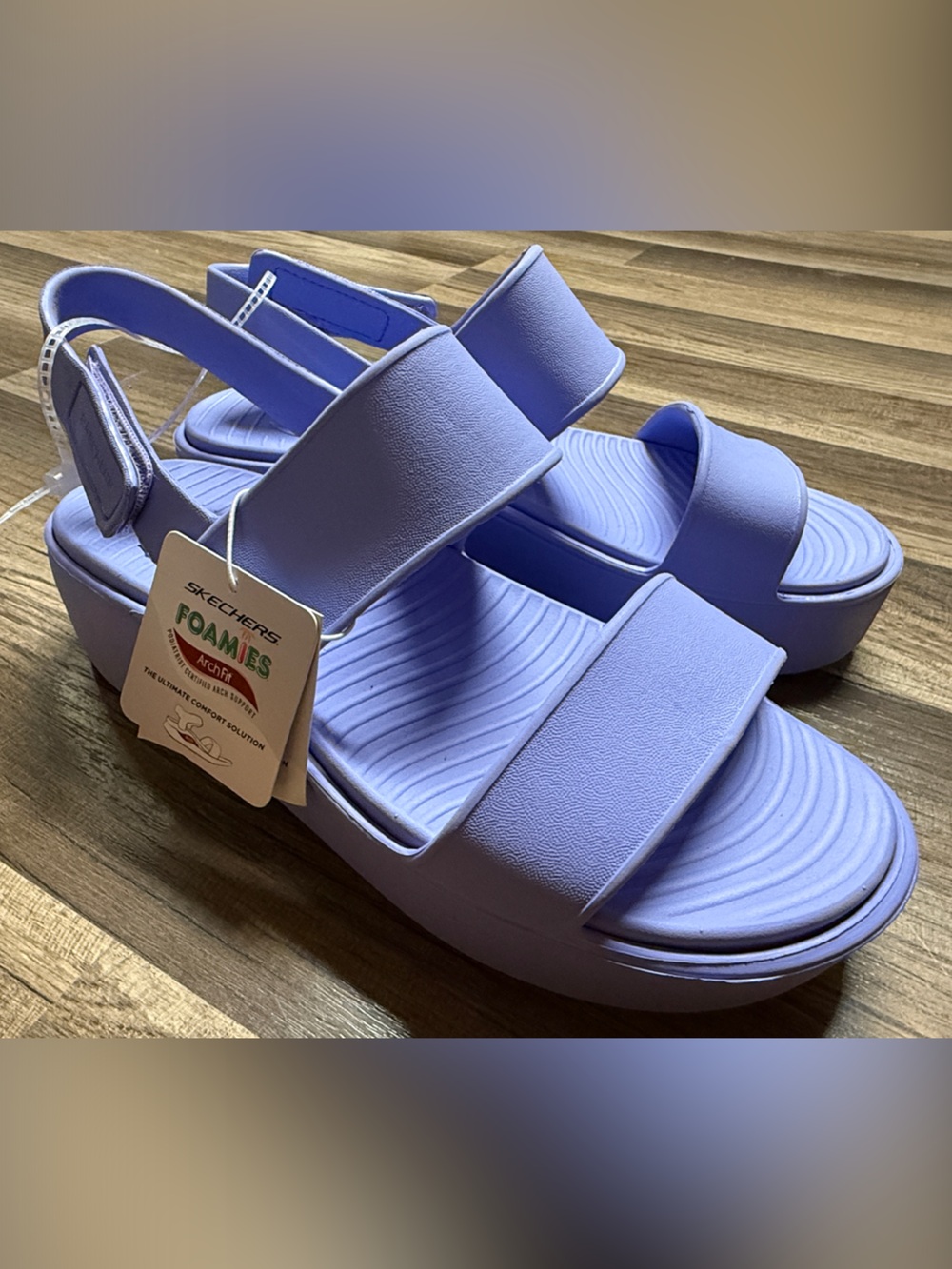 Skechers Lavender Foamies Platform Sandals with Dual Straps